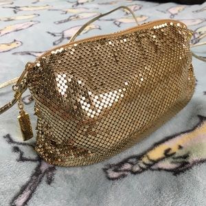 Whiting & Davis crossbody gold chain mail